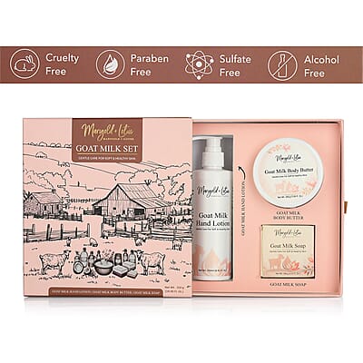 Marigold and Lotus Goat Milk Gentle Body Set (Bar Soap 3.53oz, Body Butter 7.05oz & Scrub 7.05oz)