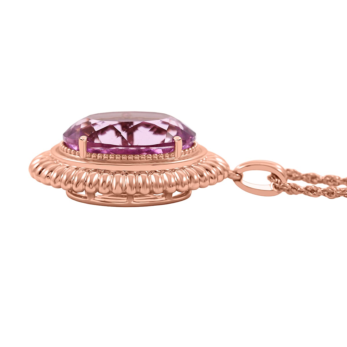 Certified & Appraised AAA Martha Rocha Kunzite 15.11 ctw Pendant Necklace in 10K Rose Gold 6.43 Grams 18 Inches image number 3