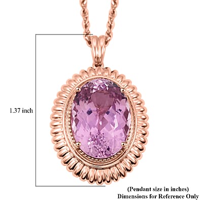 Certified & Appraised AAA Martha Rocha Kunzite 15.11 ctw Pendant Necklace in 10K Rose Gold 6.43 Grams 18 Inches