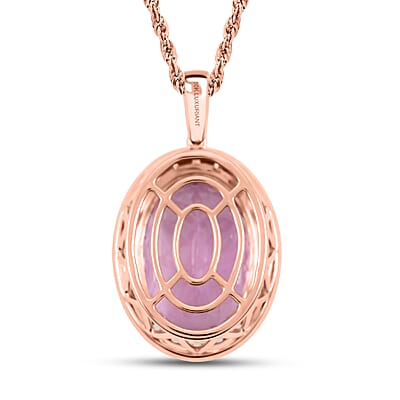 Certified & Appraised AAA Martha Rocha Kunzite and Luxuriant Lab Grown Diamond E-F VS 14.00 ctw Pendant Necklace in 10K Rose Gold 5.55 Grams 18 Inches