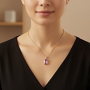 Certified & Appraised AAA Martha Rocha Kunzite and Luxuriant Lab Grown Diamond E-F VS 14.00 ctw Pendant Necklace in 10K Rose Gold 18 Inches