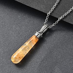 EverTrue Yellow Aventurine 7.00 ctw Pendant Necklace in Stainless Steel 20 Inches 