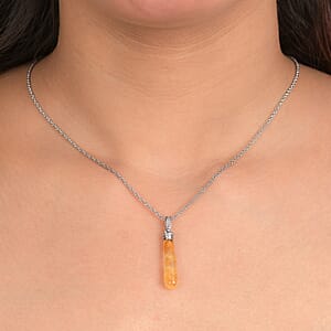 EverTrue Yellow Aventurine 7.00 ctw Pendant Necklace in Stainless Steel 20 Inches 
