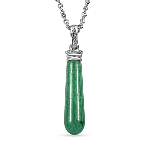 EverTrue Green Aventurine 6.50 ctw Pendant Necklace in Stainless Steel 20 Inches 