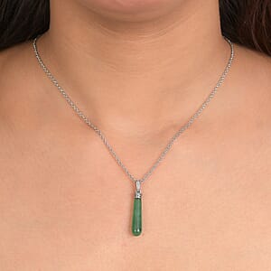 EverTrue Green Aventurine 6.50 ctw Pendant Necklace in Stainless Steel 20 Inches 