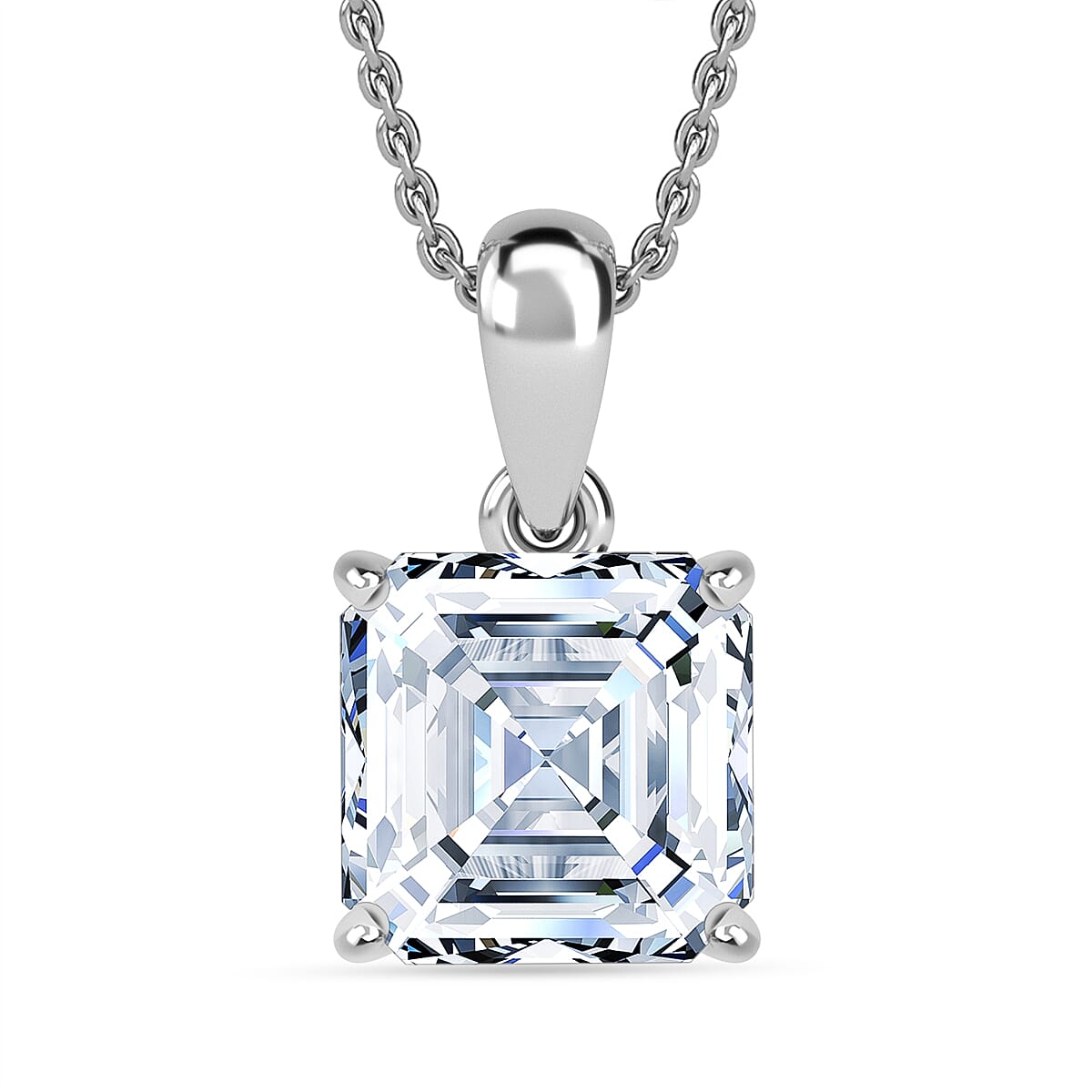  IGI Certified Luxuriant Asscher Cut Lab Grown Diamond E-F VS 5.00 ctw Solitaire Pendant Necklace in 950 Platinum 4.90 Grams 20 Inches  image number 0