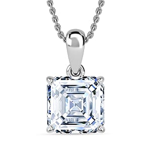  IGI Certified Luxuriant Asscher Cut Lab Grown Diamond E-F VS 5.00 ctw Solitaire Pendant Necklace in 950 Platinum 4.90 Grams 20 Inches 
