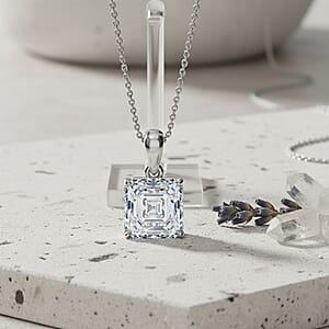  IGI Certified Luxuriant Asscher Cut Lab Grown Diamond E-F VS 5.00 ctw Solitaire Pendant Necklace in 950 Platinum 4.90 Grams 20 Inches 