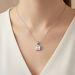  IGI Certified Luxuriant Asscher Cut Lab Grown Diamond E-F VS 5.00 ctw Solitaire Pendant Necklace in 950 Platinum 4.90 Grams 20 Inches 