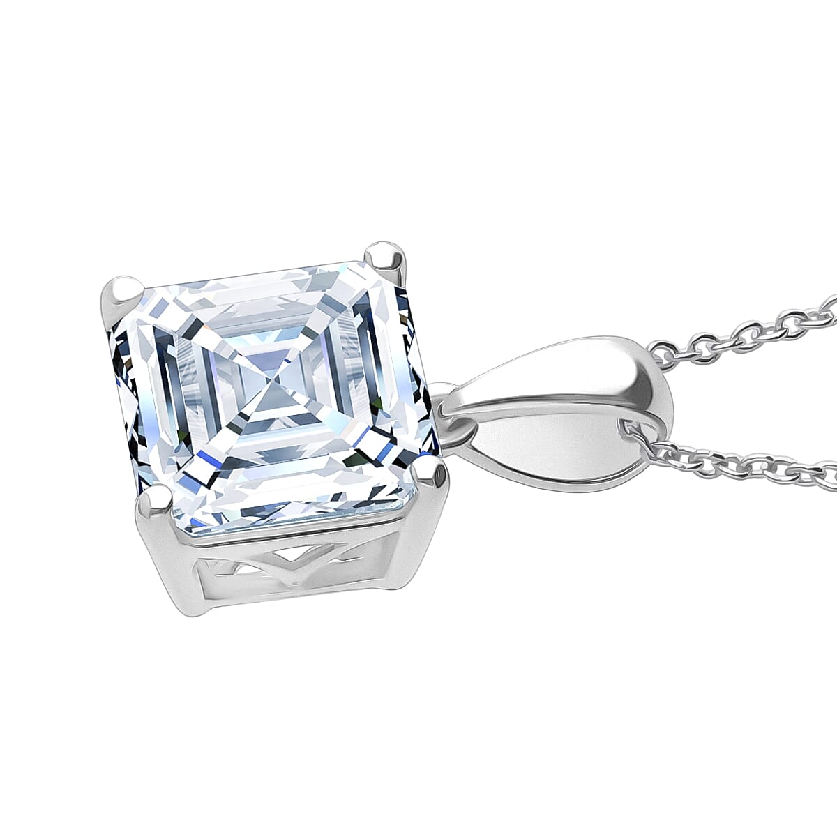  IGI Certified Luxuriant Asscher Cut Lab Grown Diamond E-F VS 5.00 ctw Solitaire Pendant Necklace in 950 Platinum 4.90 Grams 20 Inches  image number 3
