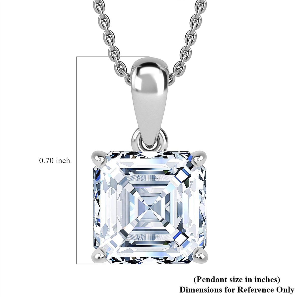  IGI Certified Luxuriant Asscher Cut Lab Grown Diamond E-F VS 5.00 ctw Solitaire Pendant Necklace in 950 Platinum 4.90 Grams 20 Inches  image number 5