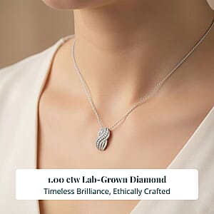 Doorbuster Luxuriant Lab Grown Diamond G-H SI 1.00 ctw Pendant Necklace in Rhodium Over Sterling Silver 20 Inches