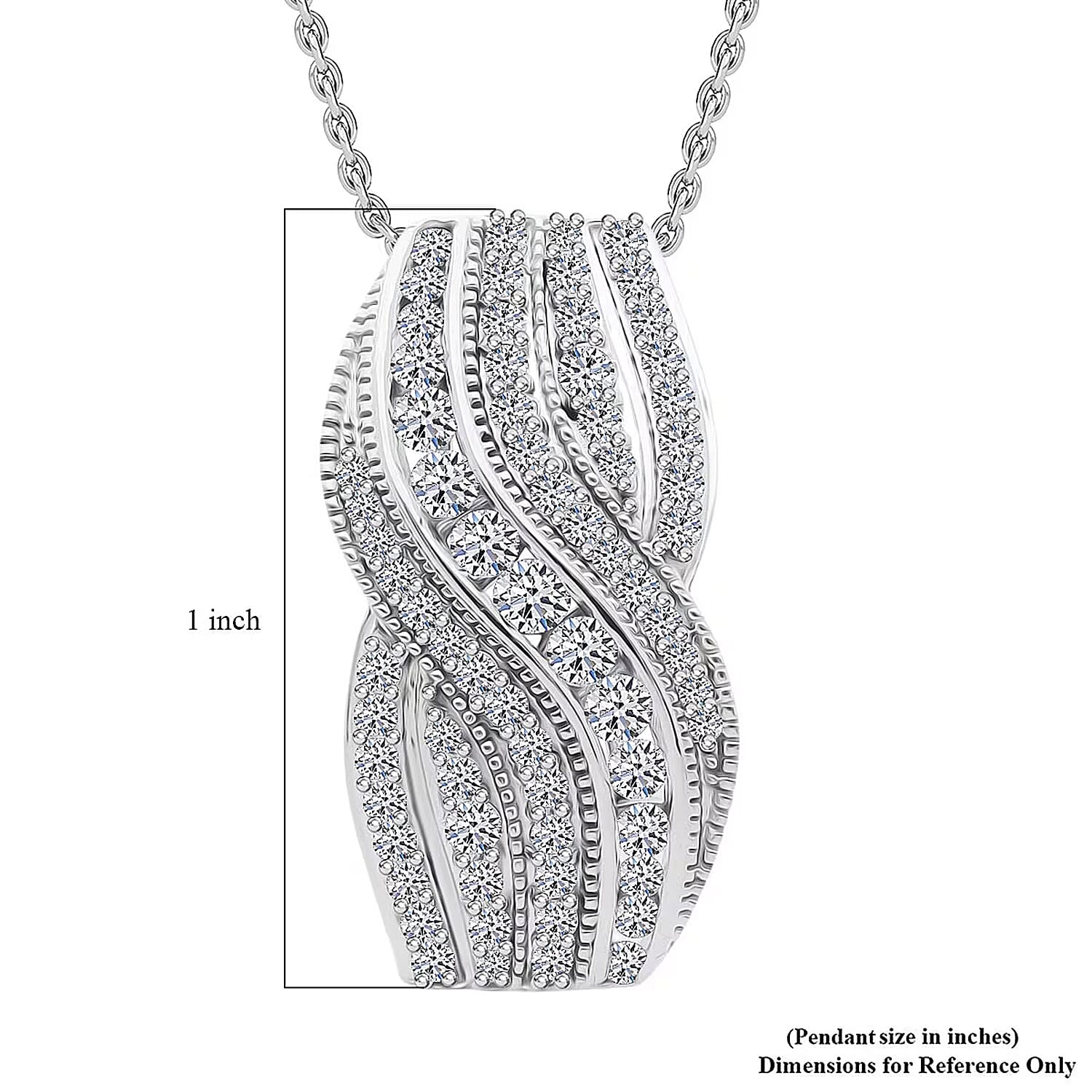 Luxuriant Lab Grown Diamond G-H SI 1.00 ctw Pendant Necklace in Rhodium Over Sterling Silver 20 Inches