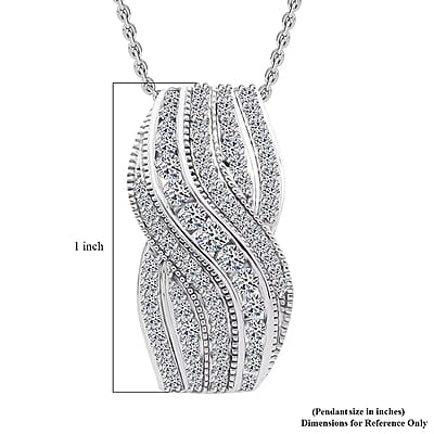 Luxuriant Lab Grown Diamond G-H SI 1.00 ctw Pendant Necklace in Rhodium Over Sterling Silver 20 Inches