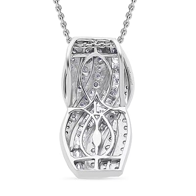 Luxuriant Lab Grown Diamond G-H SI 1.00 ctw Pendant Necklace in Rhodium Over Sterling Silver 20 Inches