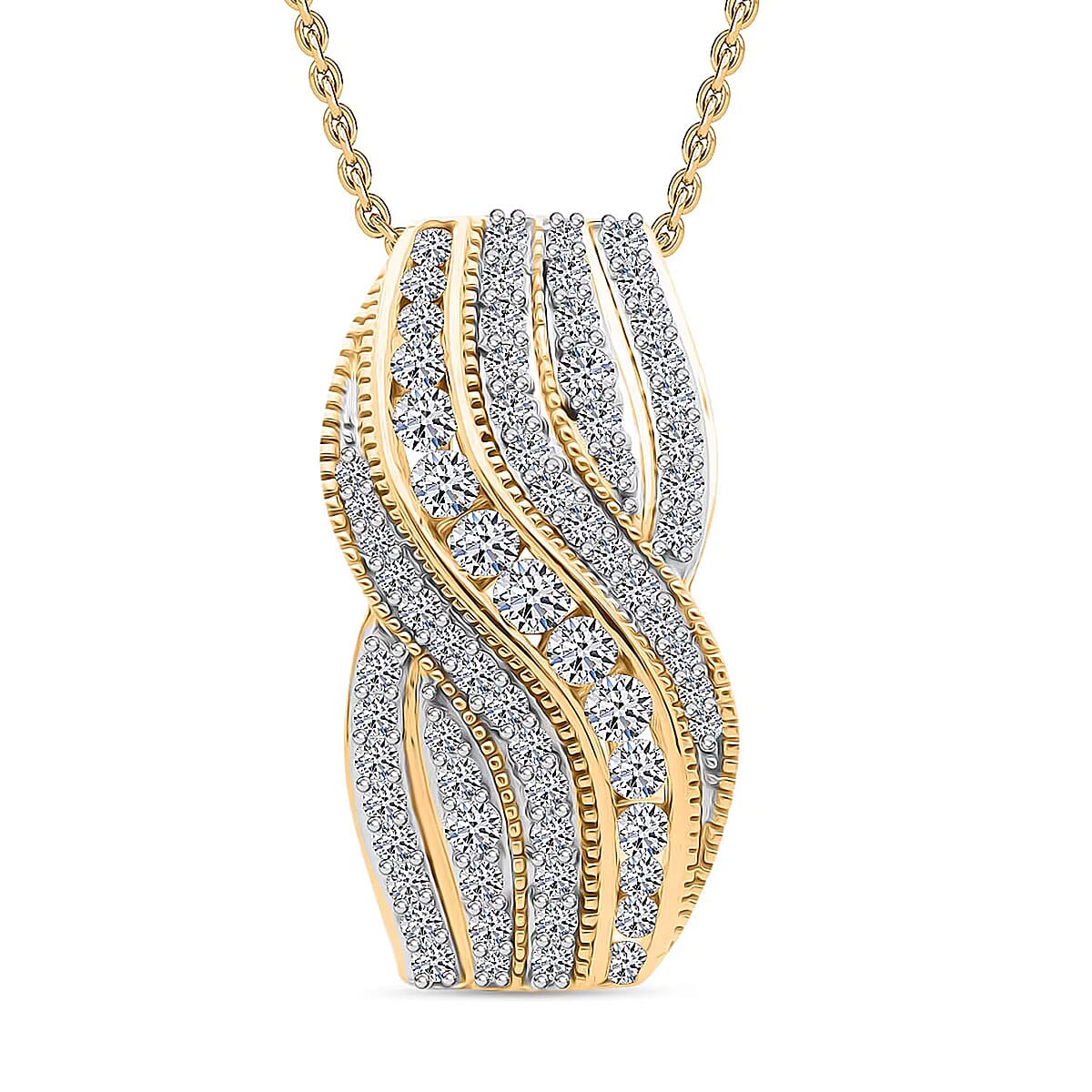 Doorbuster Luxuriant Lab Grown Diamond G-H SI 1.00 ctw Pendant Necklace in 18K Vermeil Yellow Gold Over Sterling Silver 20 Inches image number 0