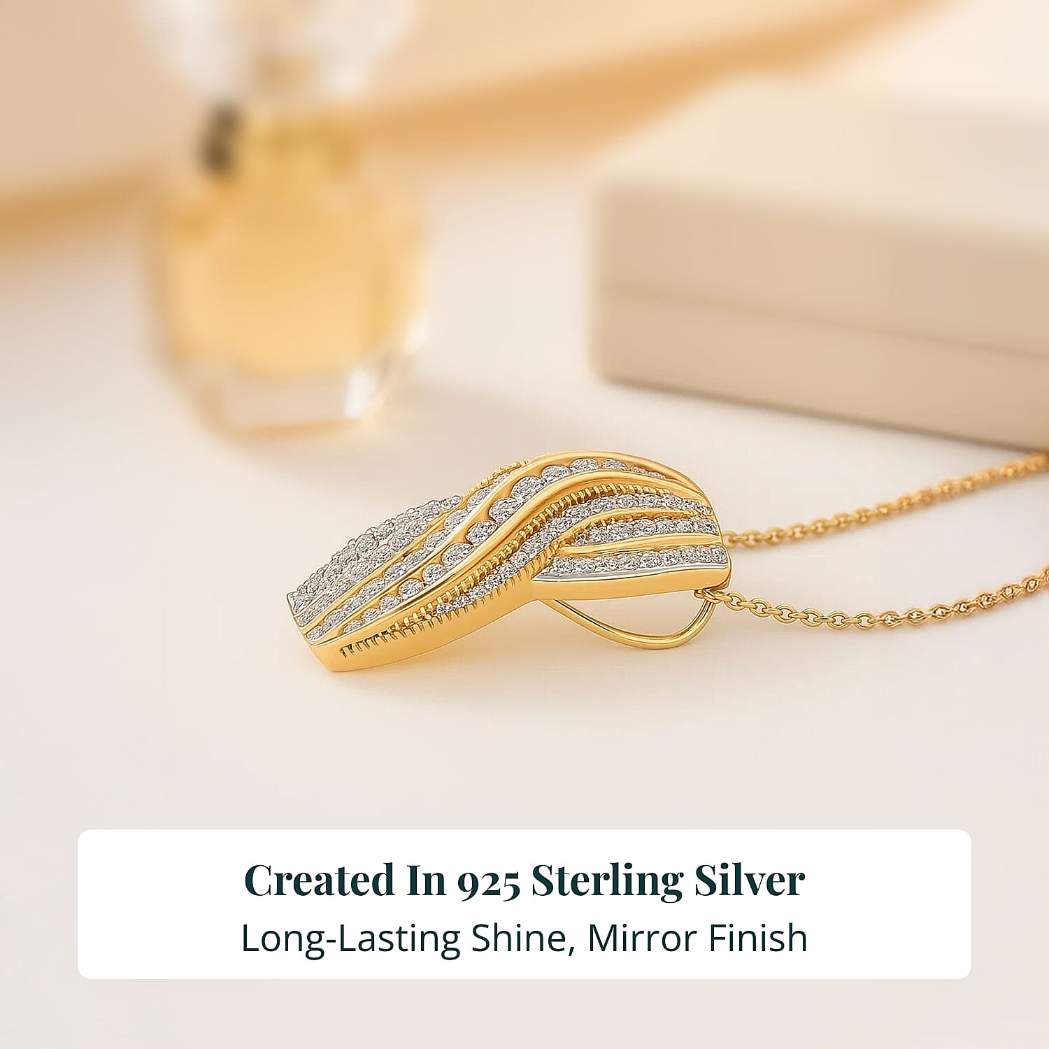 Luxuriant Lab Grown Diamond G-H SI 1.00 ctw Pendant Necklace in 18K Vermeil Yellow Gold Over Sterling Silver 20 Inches