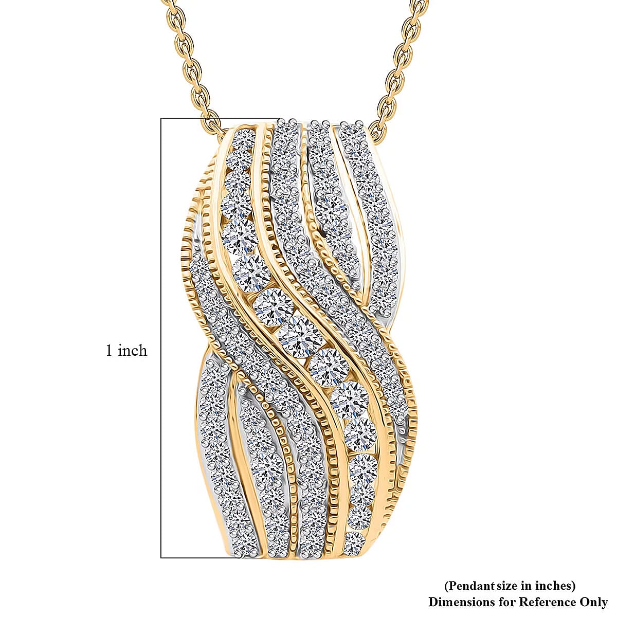 Doorbuster Luxuriant Lab Grown Diamond G-H SI 1.00 ctw Pendant Necklace in 18K Vermeil Yellow Gold Over Sterling Silver 20 Inches image number 6