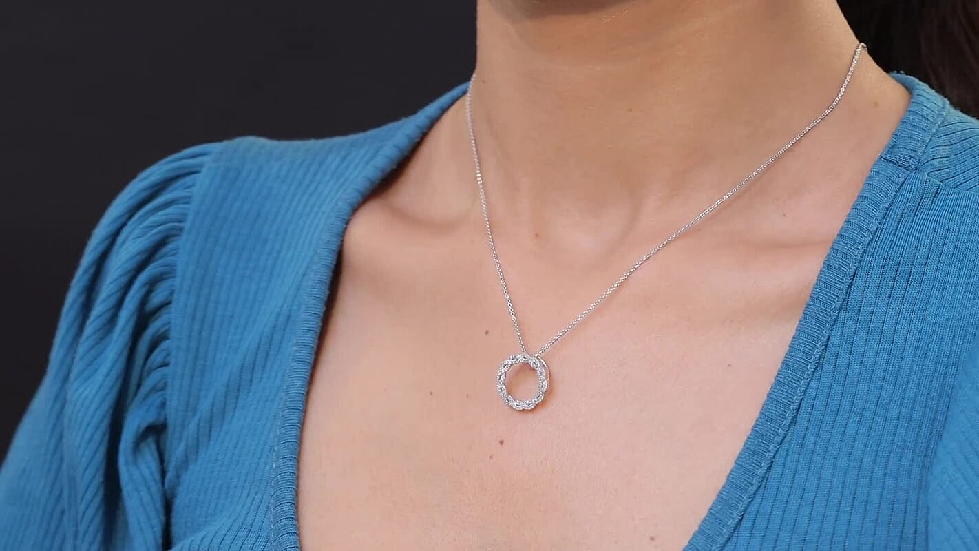 Luxuriant Lab Grown Diamond Pendant Necklace in Rhodium Over Sterling Silver 0.35 ctw (20 Inches)