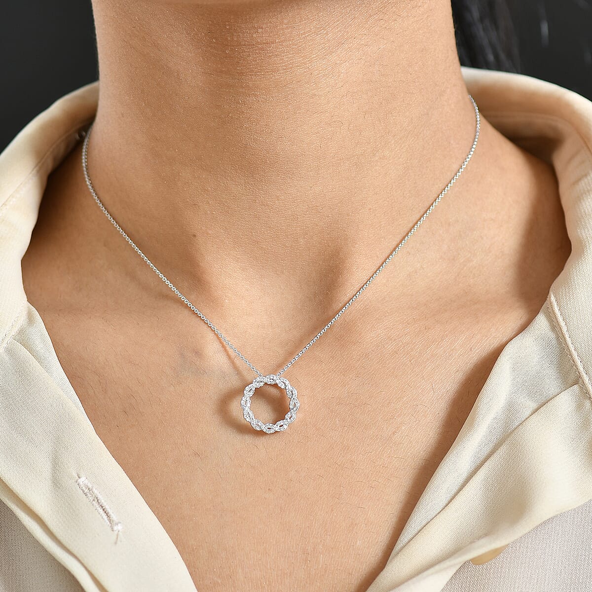 Luxuriant Lab Grown Diamond G-H SI 0.35 ctw Pendant Necklace in Rhodium Over Sterling Silver 20 Inches image number 2