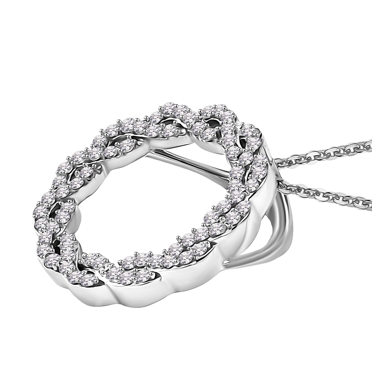 Luxuriant Lab Grown Diamond G-H SI 0.35 ctw Pendant Necklace in Rhodium Over Sterling Silver 20 Inches image number 3