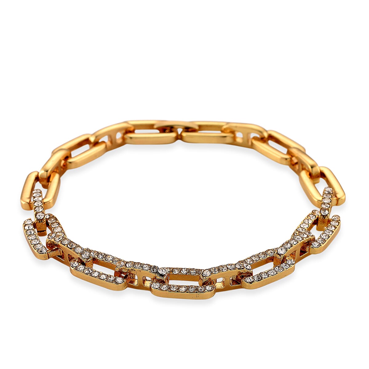 Strada Austrian Crystal Japanese Movement Fake MOP Dial Watch and 2 Pcs Goltone Bracelet (7-7.5In) image number 8