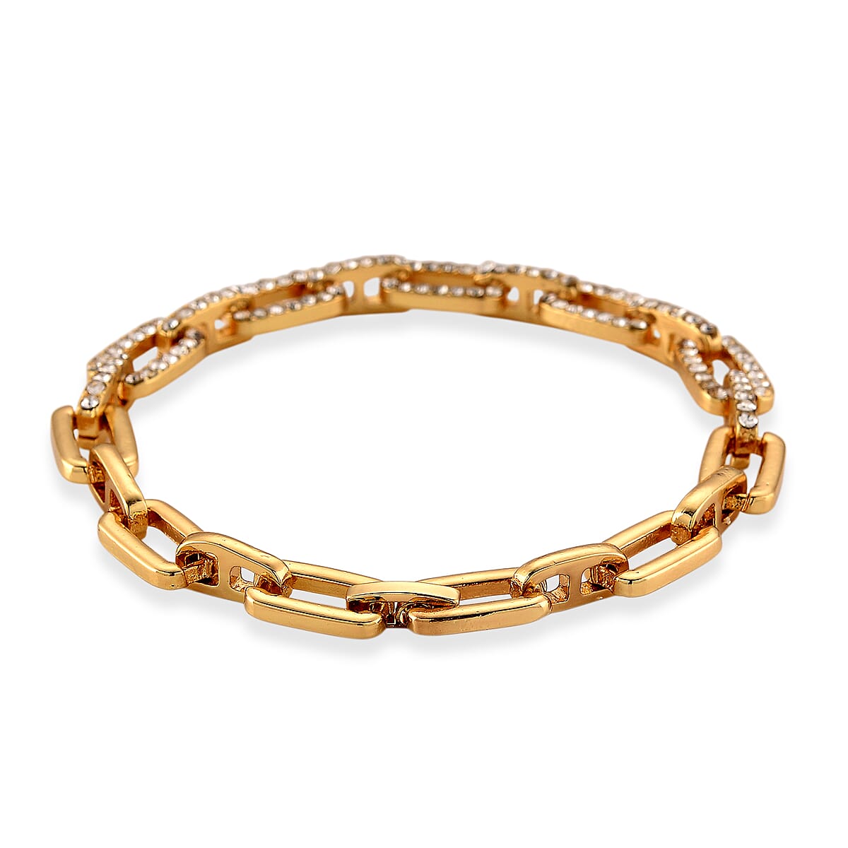 Strada Austrian Crystal Japanese Movement Fake MOP Dial Watch and 2 Pcs Goltone Bracelet (7-7.5In) image number 9