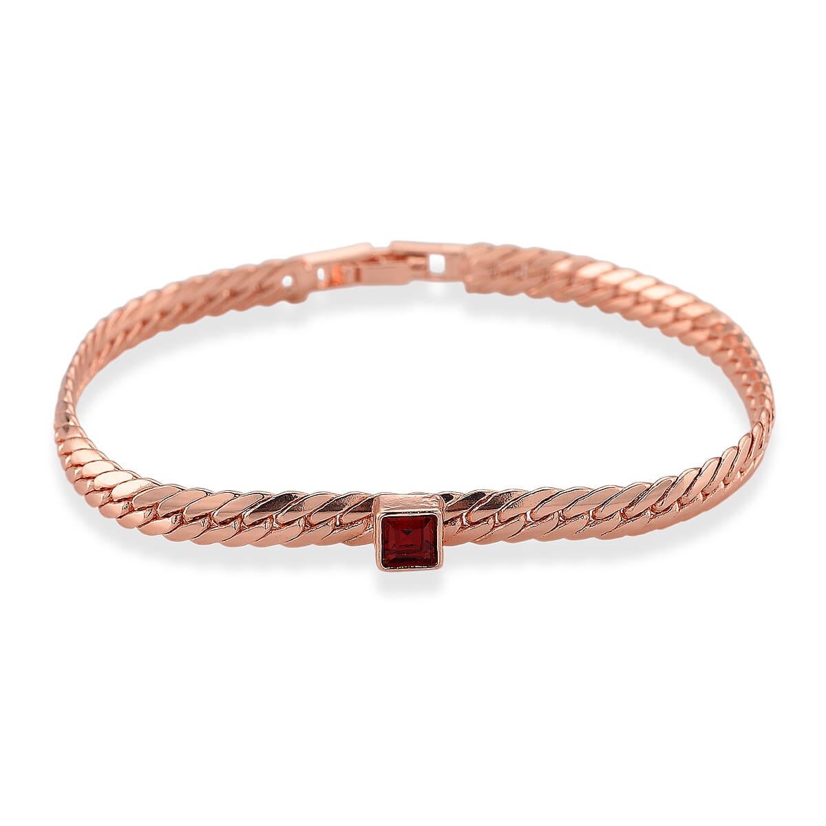 Strada Red Austrian Crystal Japanese Movement Fake MOP Dial Watch and 2 Pcs Goldtone Bracelet (7-7.5In) image number 6