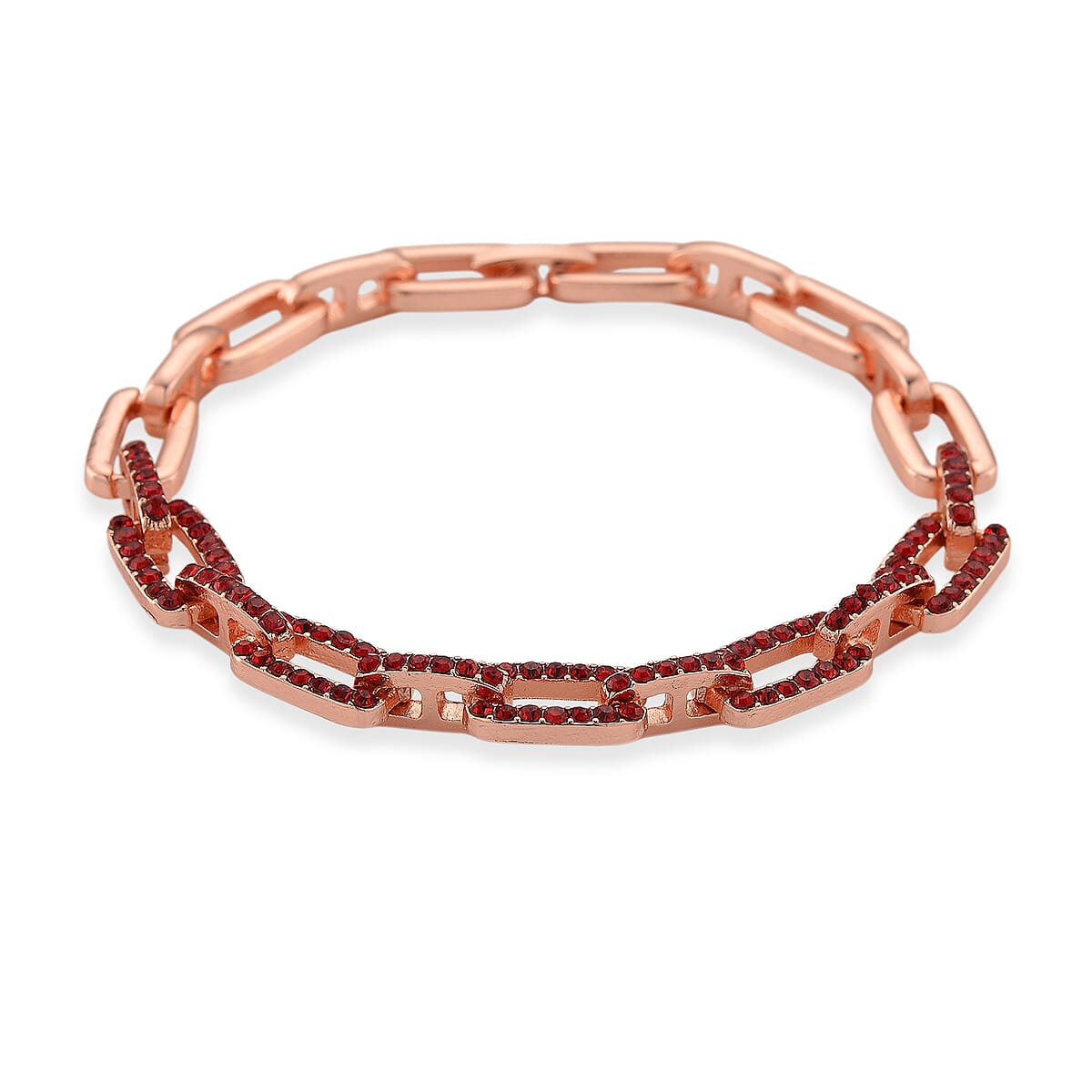 Strada Red Austrian Crystal Japanese Movement Fake MOP Dial Watch and 2 Pcs Goldtone Bracelet (7-7.5In) image number 8