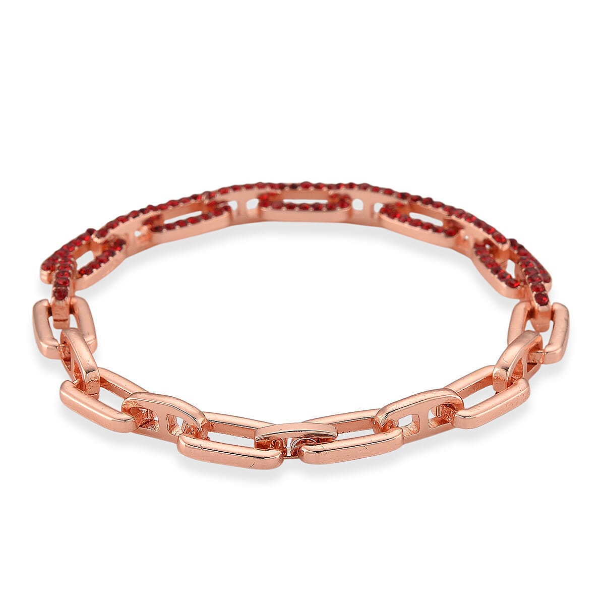 Strada Red Austrian Crystal Japanese Movement Fake MOP Dial Watch and 2 Pcs Goldtone Bracelet (7-7.5In) image number 9