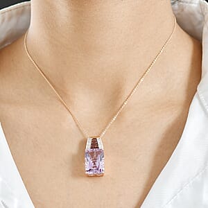 Doorbuster D'Joy Premium Rose De France Amethyst, Multi Gemstone 14.10 ctw Crowned Aura Pendant Necklace in 18K Vermeil Rose Gold Over Sterling Silver 20 Inches