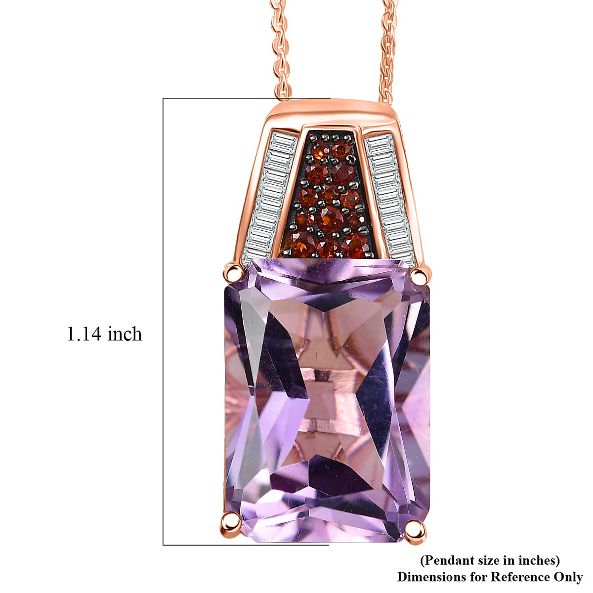 D'Joy Premium Rose De France Amethyst, Multi Gemstone Crown of the Two Forces Pendant Necklace (20 Inches) in 18K Vermeil RG Over Sterling Silver 14.10 ctw image number 6