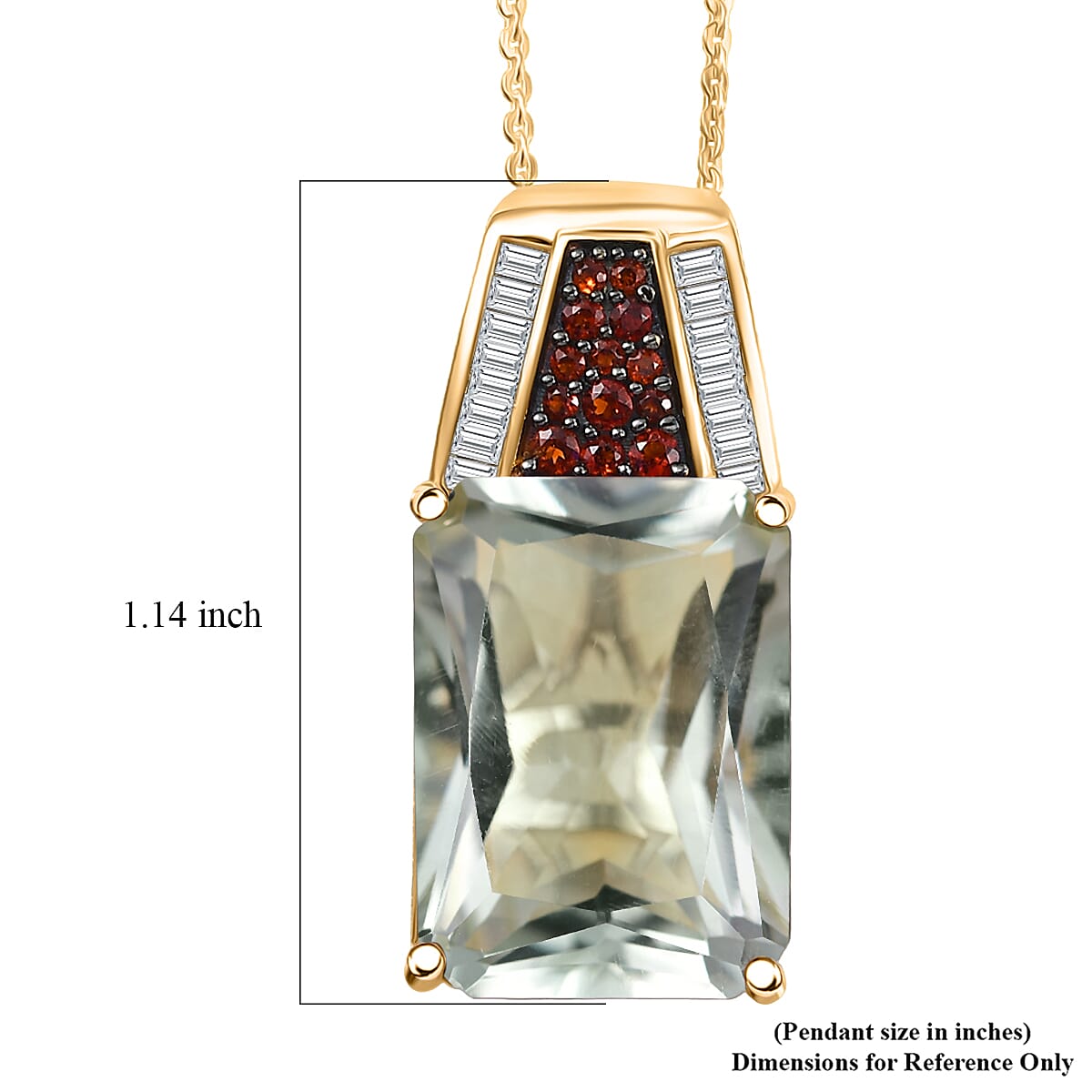 Doorbuster D'Joy Premium Montezuma Prasiolite and Multi Gemstone 17.90 ctw Crowned Aura Pendant Necklace in 18K Vermeil Yellow Gold Over Sterling Silver 20 Inches image number 6