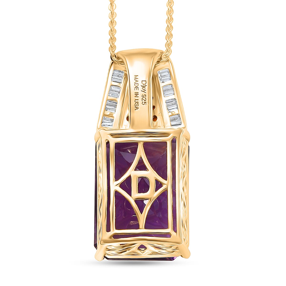 Doorbuster D'Joy Premium African Amethyst and Multi Gemstone 16.80 ctw Crowned Aura Pendant Necklace in 18K Vermeil Yellow Gold Over Sterling Silver 20 Inches image number 4