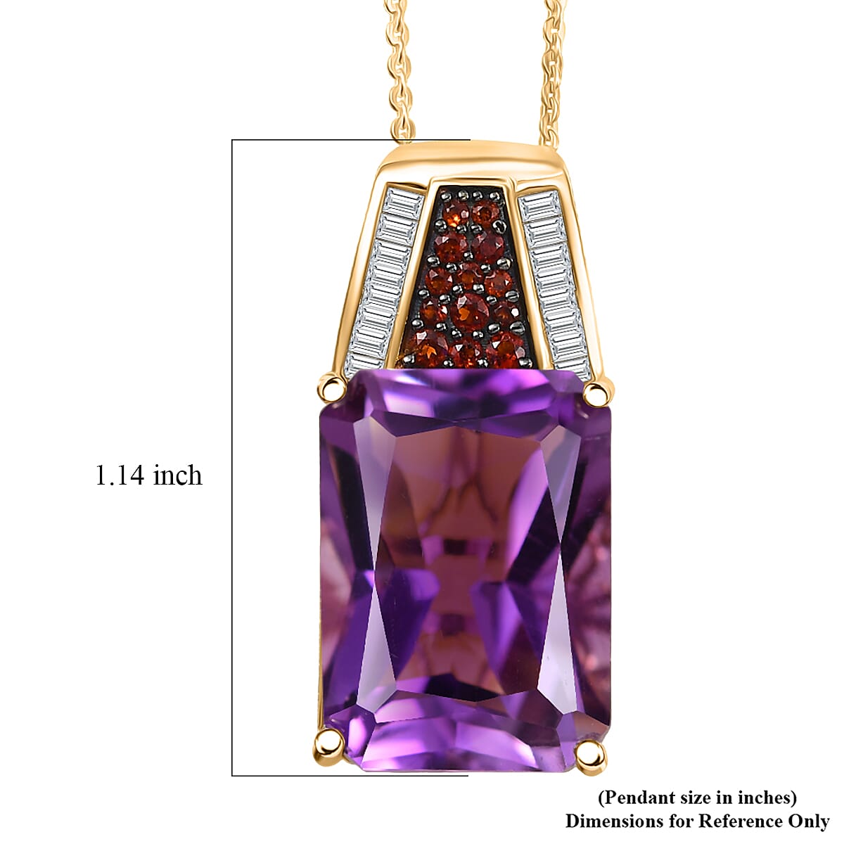 Doorbuster D'Joy Premium African Amethyst and Multi Gemstone 16.80 ctw Crowned Aura Pendant Necklace in 18K Vermeil Yellow Gold Over Sterling Silver 20 Inches image number 6