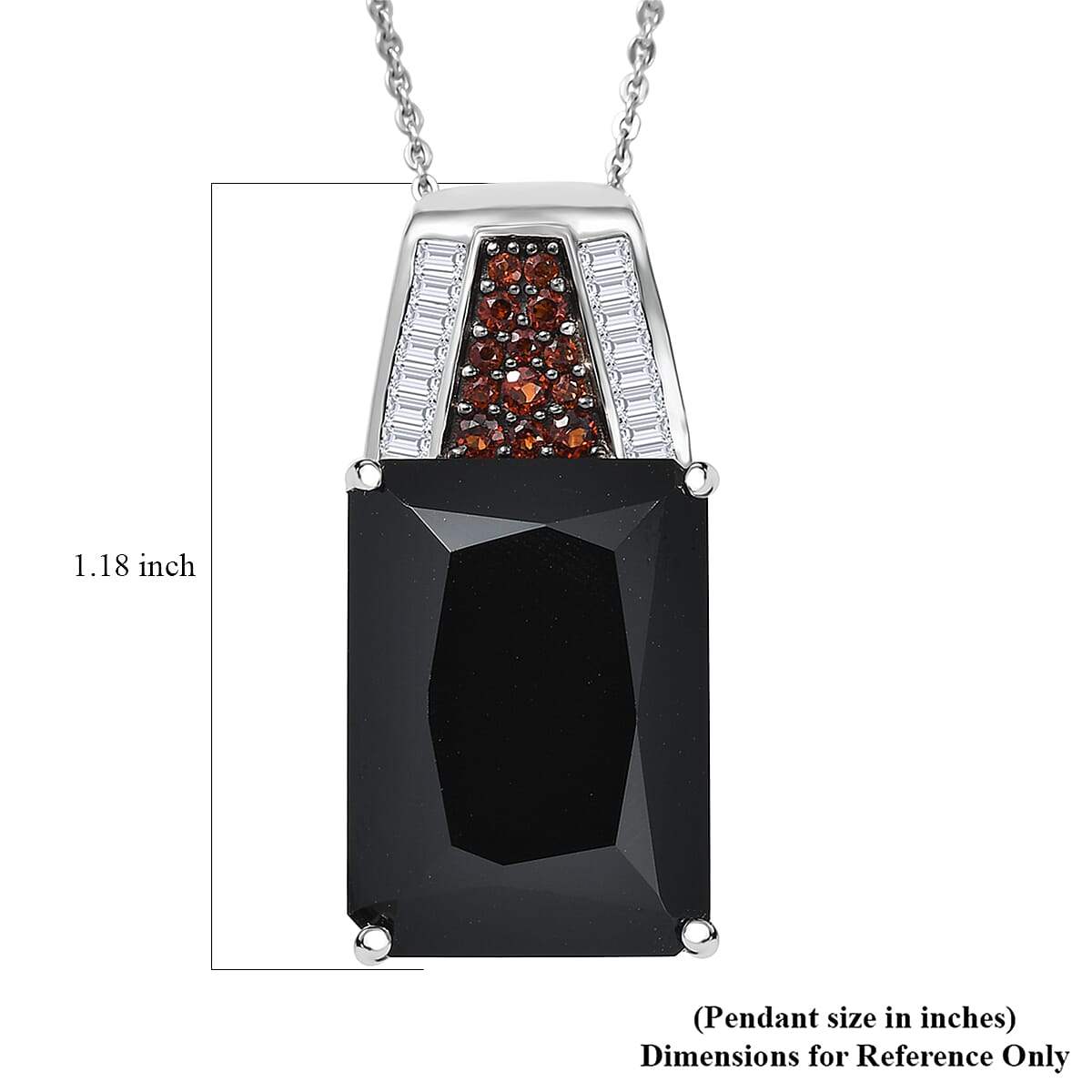 D'Joy Thai Black Spinel, Multi Gemstone Pendant Necklace in Rhodium Over Sterling Silver 21.25 ctw (20 Inches)