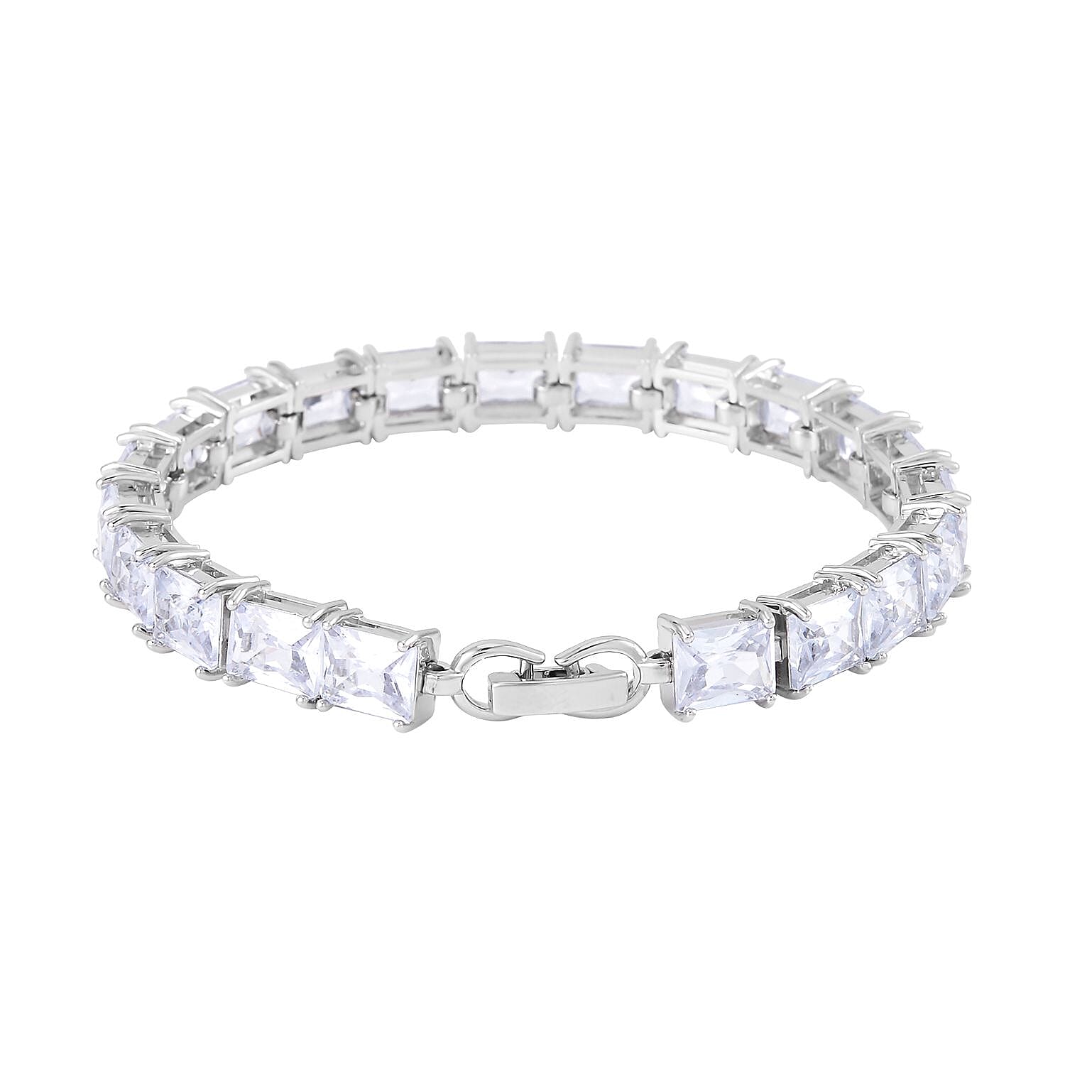 3 Piece Set Austrian Crystal Tennis Bracelet (7.25In), Solitaire Pendant Necklace 20 Inches and Stud Earrings in Silvertone