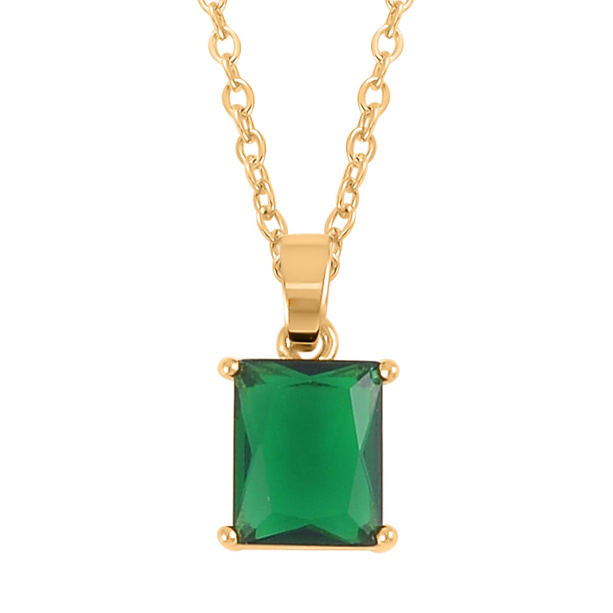 3 Piece Set Green Austrian Crystal Tennis Bracelet (7.25In), Solitaire Pendant Necklace 20 Inches and Stud Earrings in Goldtone image number 5