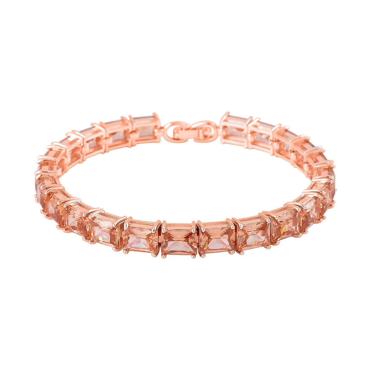 3 Piece Set Austrian Crystal Tennis Bracelet (7.25In), Solitaire Pendant Necklace 20 Inches and Stud Earrings in Rosetone image number 3