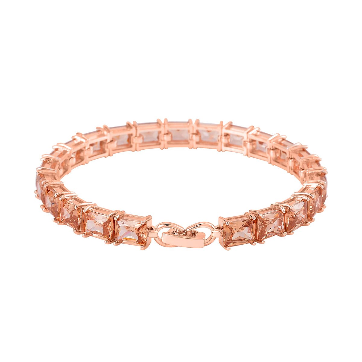 3 Piece Set Austrian Crystal Tennis Bracelet (7.25In), Solitaire Pendant Necklace 20 Inches and Stud Earrings in Rosetone image number 4