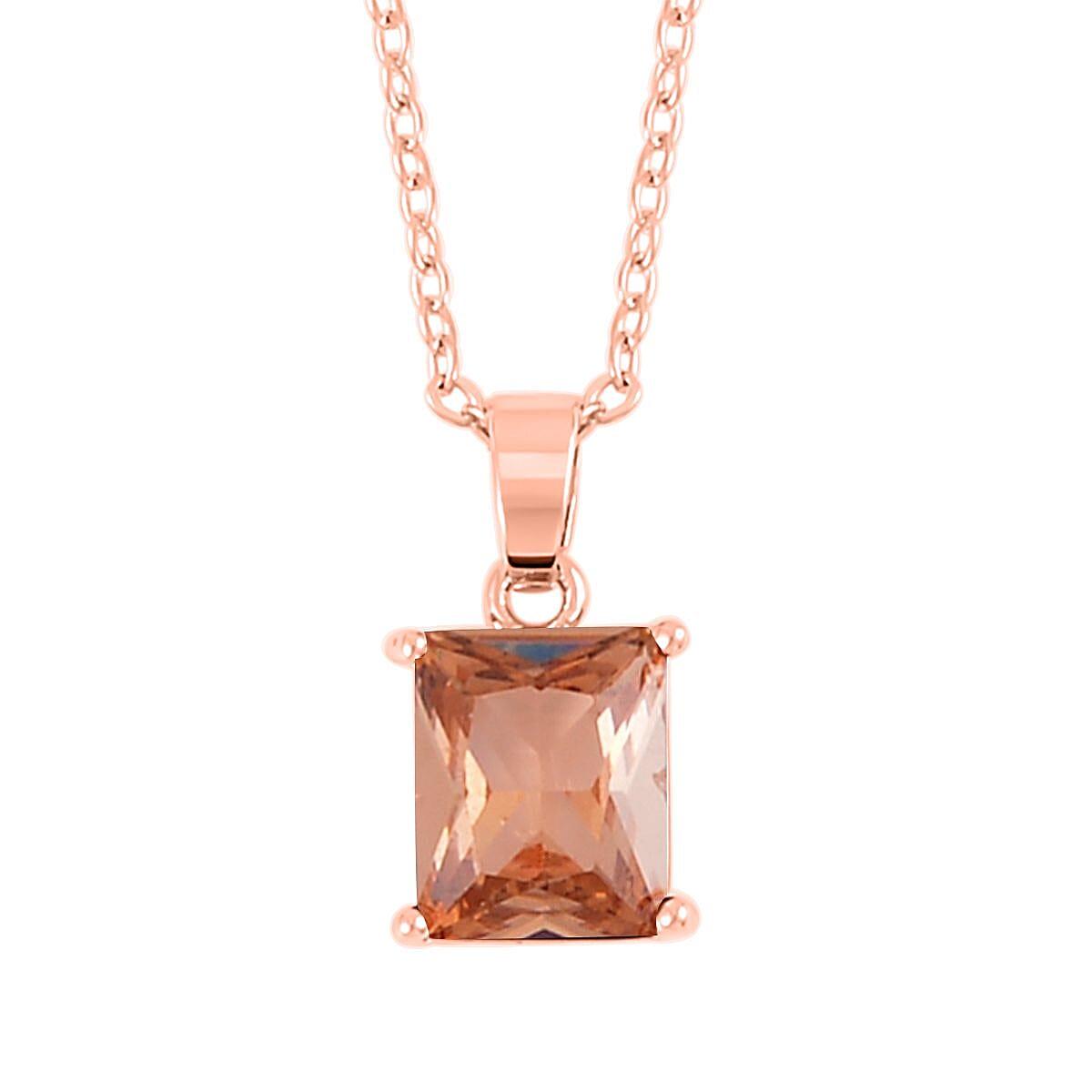 3 Piece Set Austrian Crystal Tennis Bracelet (7.25In), Solitaire Pendant Necklace 20 Inches and Stud Earrings in Rosetone image number 5