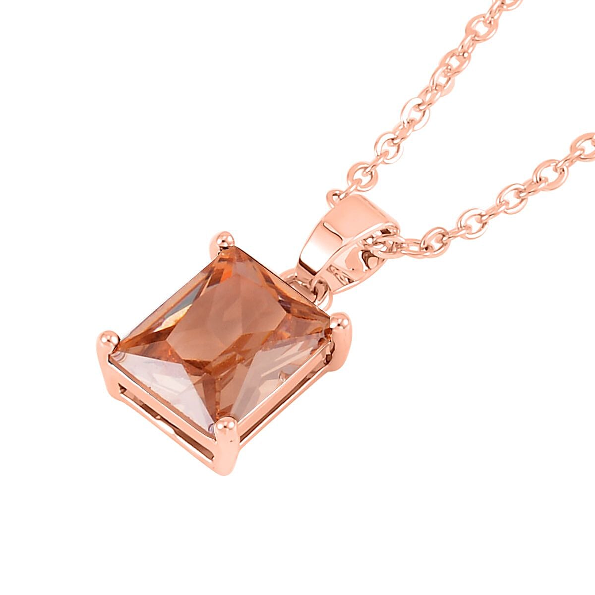 3 Piece Set Austrian Crystal Tennis Bracelet (7.25In), Solitaire Pendant Necklace 20 Inches and Stud Earrings in Rosetone image number 6