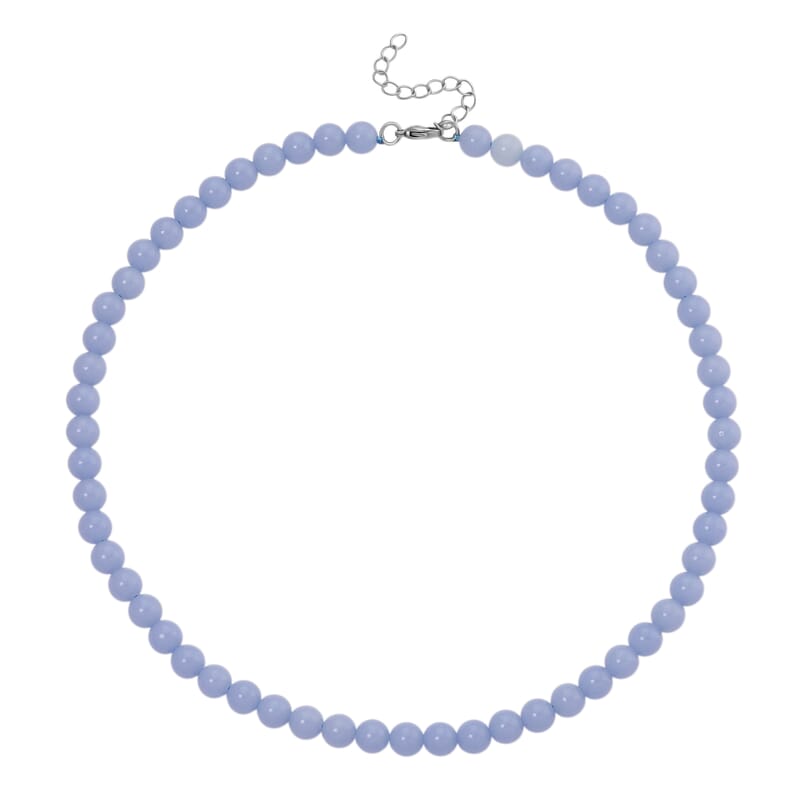 2 Piece Set Blue Luminous Glowing in Dark Beaded 210.00 ctw Stretch Bracelet (6.5-7In) and Necklace 18-20 Inches in Stainless Steel