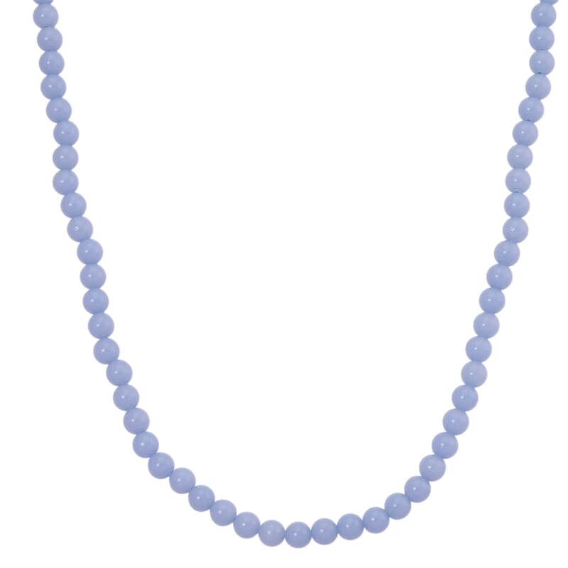 2 Piece Set Blue Luminous Glowing in Dark Beaded 210.00 ctw Stretch Bracelet (6.5-7In) and Necklace 18-20 Inches in Stainless Steel