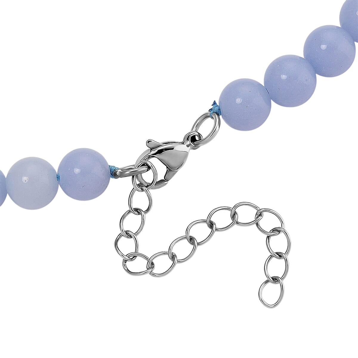 2 Piece Set Blue Luminous Glowing in Dark Beaded 210.00 ctw Stretch Bracelet (6.5-7In) and Necklace 18-20 Inches in Stainless Steel image number 6