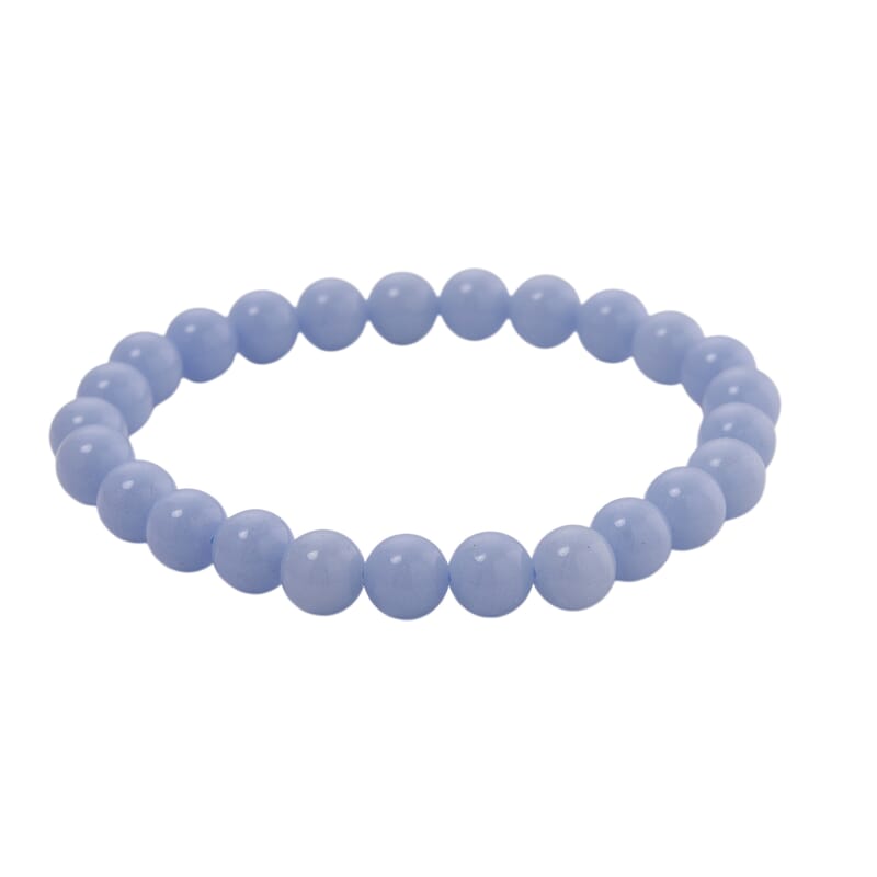 2 Piece Set Blue Luminous Glowing in Dark Beaded 210.00 ctw Stretch Bracelet (6.5-7In) and Necklace 18-20 Inches in Stainless Steel