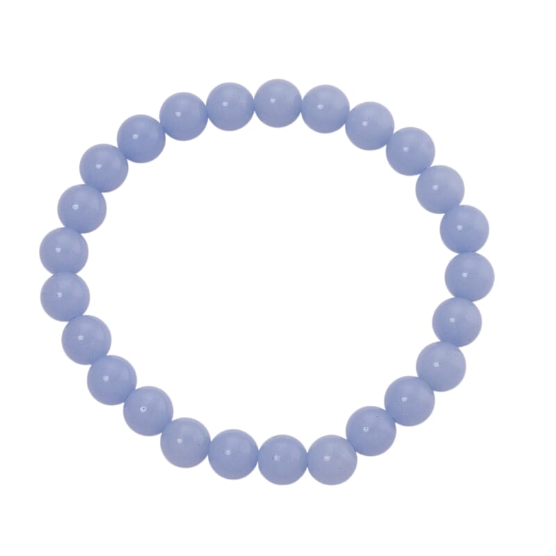 2 Piece Set Blue Luminous Glowing in Dark Beaded 210.00 ctw Stretch Bracelet (6.5-7In) and Necklace 18-20 Inches in Stainless Steel