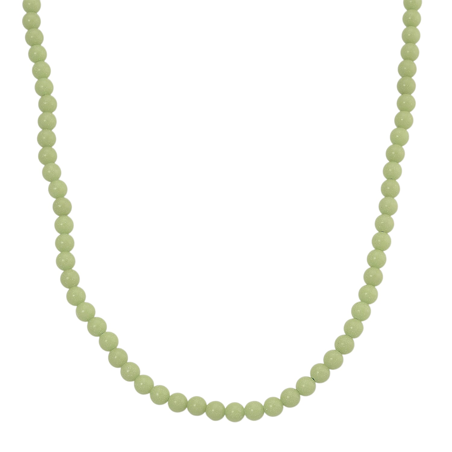 2 Piece Set Green Luminous Glowing in Dark Beaded 210.00 ctw Stretch Bracelet (6.5-7In) and Necklace 18-20 Inches in Stainless Steel
