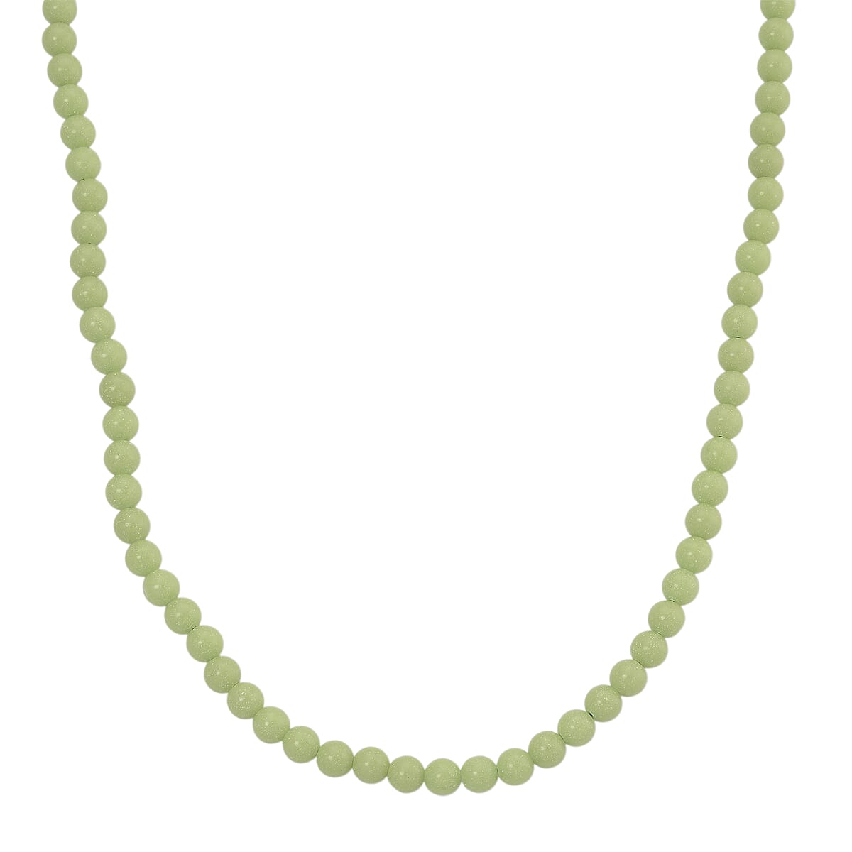2 Piece Set Green Luminous Glowing in Dark Beaded 210.00 ctw Stretch Bracelet (6.5-7In) and Necklace 18-20 Inches in Stainless Steel image number 5