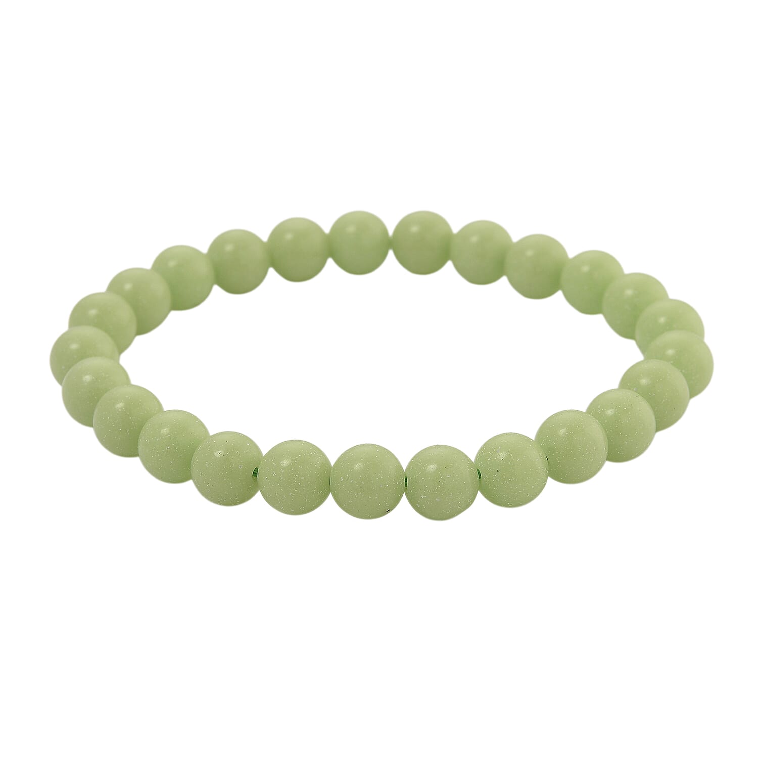 2 Piece Set Green Luminous Glowing in Dark Beaded 210.00 ctw Stretch Bracelet (6.5-7In) and Necklace 18-20 Inches in Stainless Steel